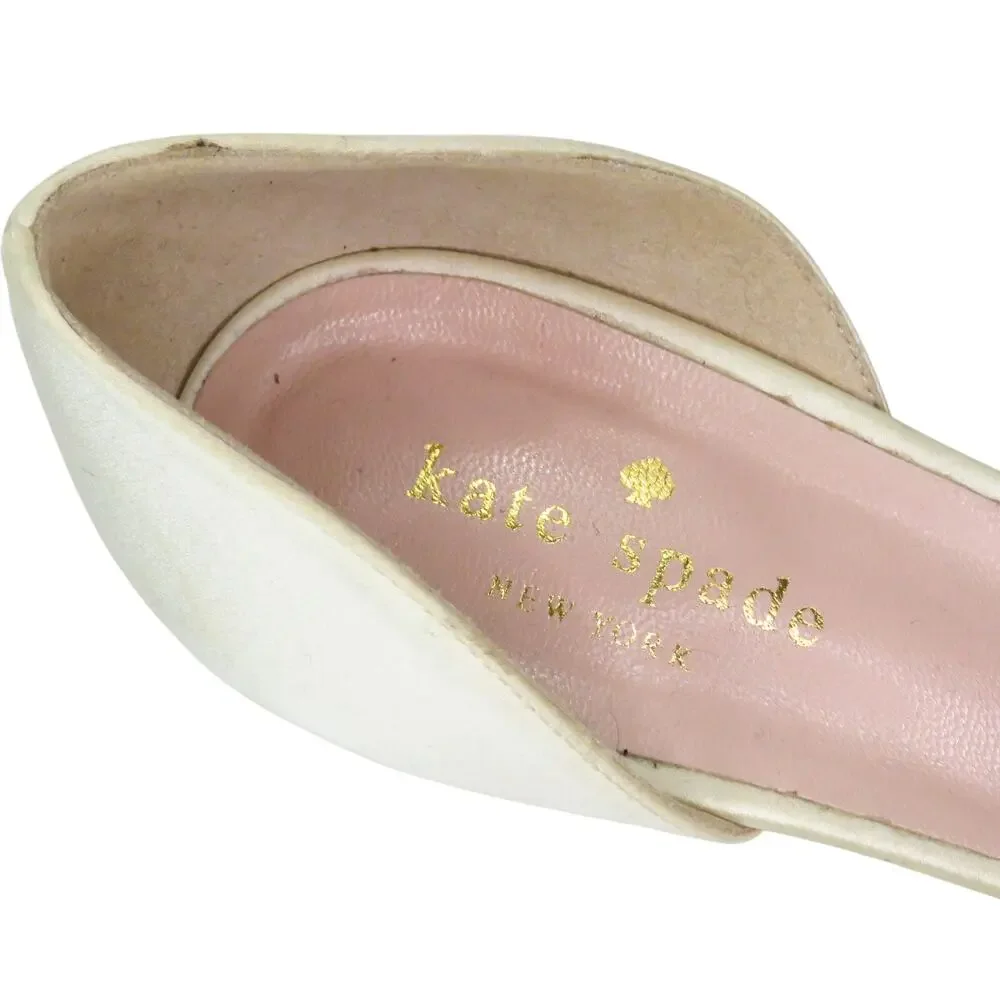 Kate Spade New York Sala D'Orsay Pump Heels Ivory Satin Bow Glitter Heel Size 7